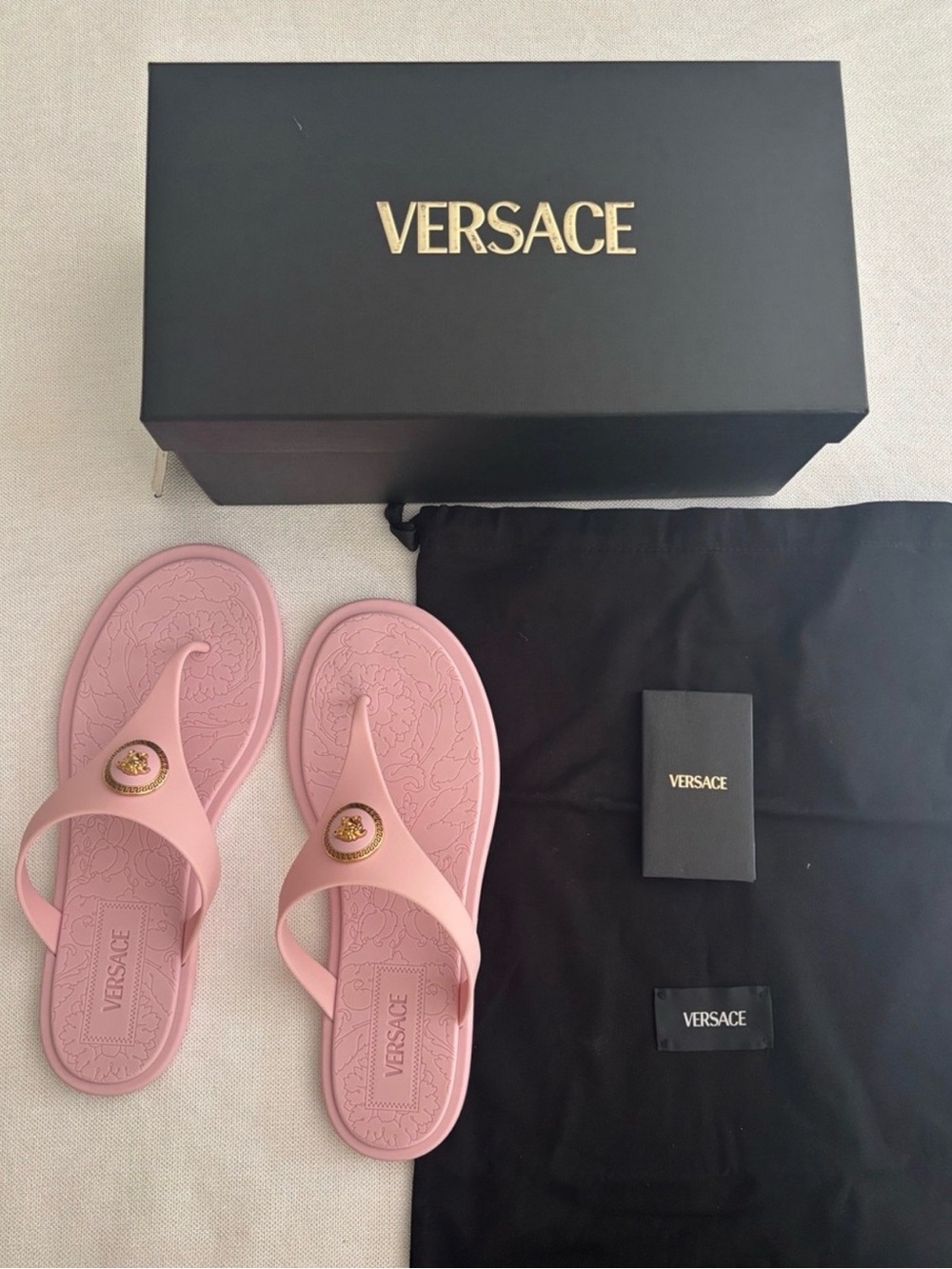 Versace Alia Pink Rubber Medusa Flip Flops EU 41 US 11 - Picture 3 of 7